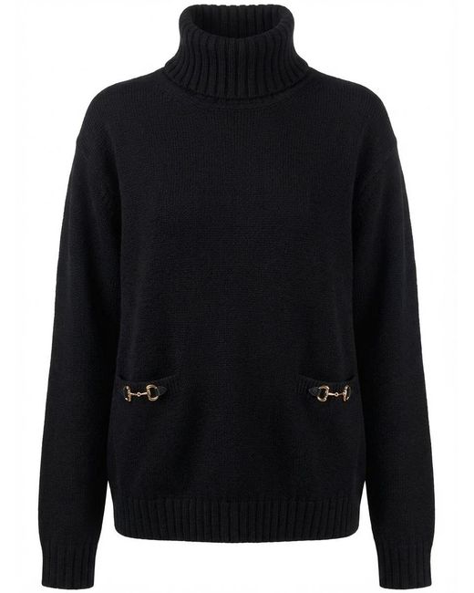 Gucci Black Wool Cashmere Sweater With Horsebit