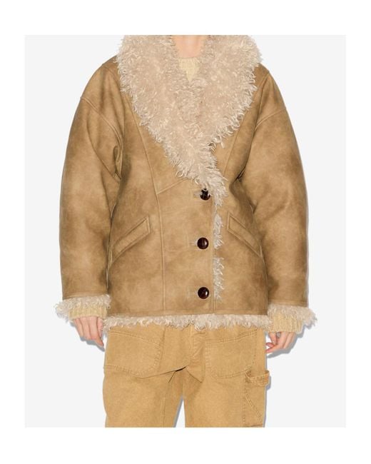 Isabel Marant Natural Isabel Marant Étoile Clea Buttoned Shearling Coat