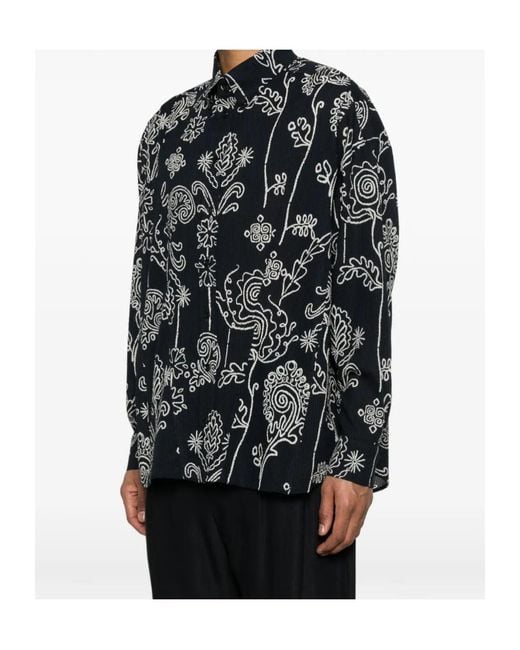 Giorgio Armani Black All-Over Printed Long-Sleeved Shirt for men