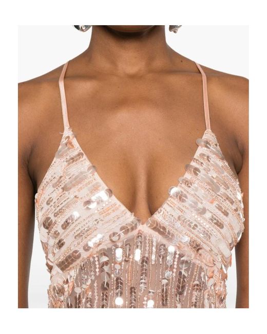 Elisabetta Franchi Pink Sequin-Embellished Sleeveless Maxi Dress