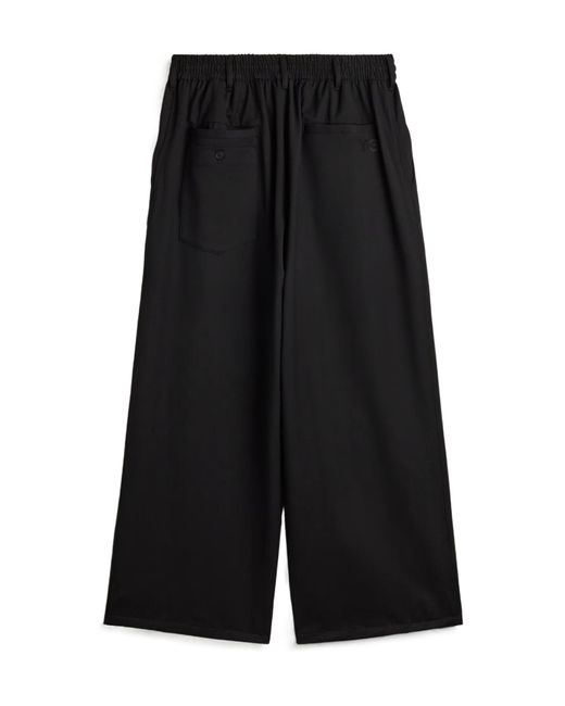 Y-3 Black Wool Straight Leg Pants for men