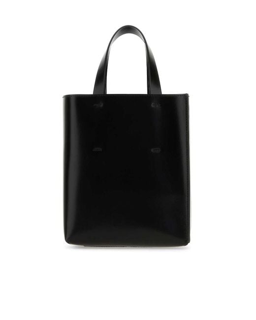 Marni Black Logo Printed Mini Tote Bag