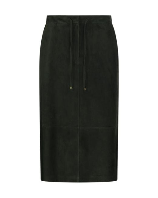 Max Mara Black Drawstring Midi Skirt
