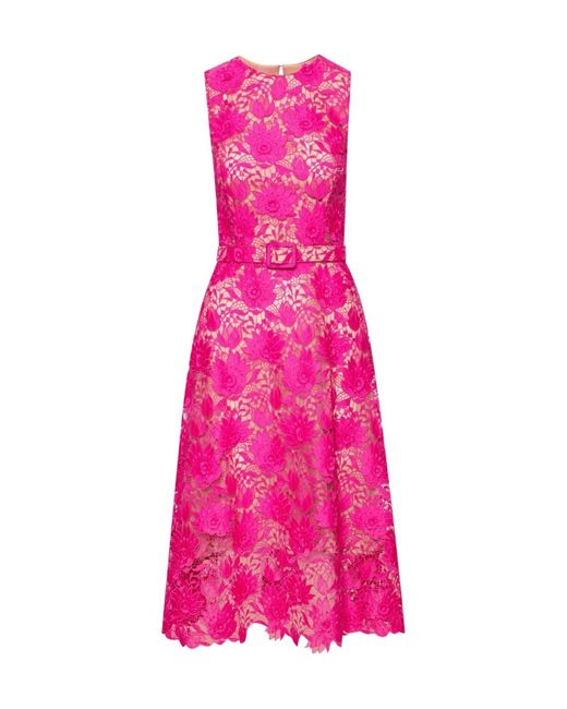 Oscar de la Renta Pink Convex Lace Dress