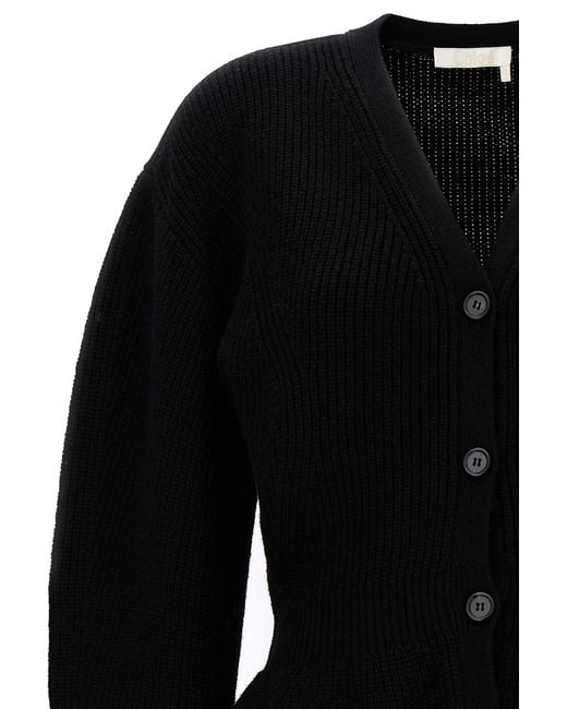 Chloé Black Peplo Cardigan Sweater, Cardigans