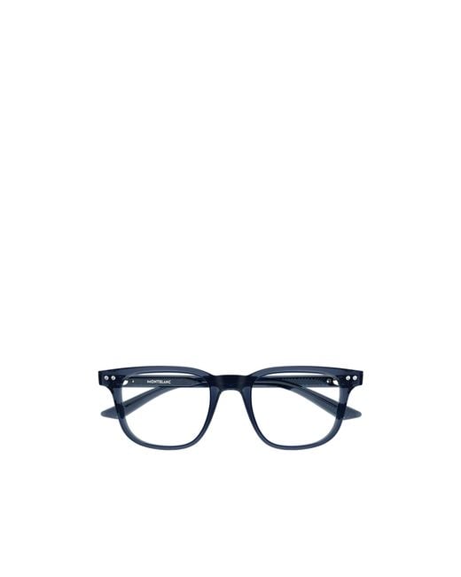 Montblanc Blue Eyewear Square Frame Glasses for men