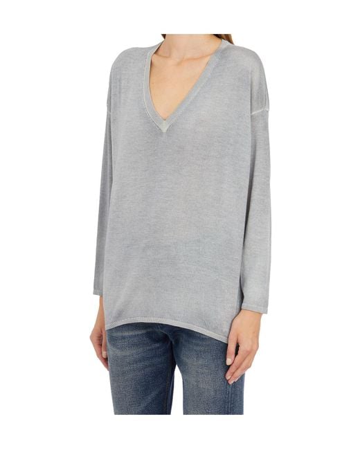 Avant Toi Gray Long Sleeve V-Neck Jumper