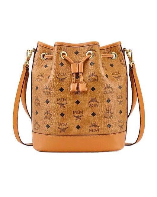 MCM Brown Medium Dessau Bucket Bag