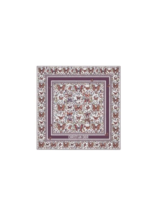 Dior Purple Toile De Jouy Papillon 90 Square Scarf