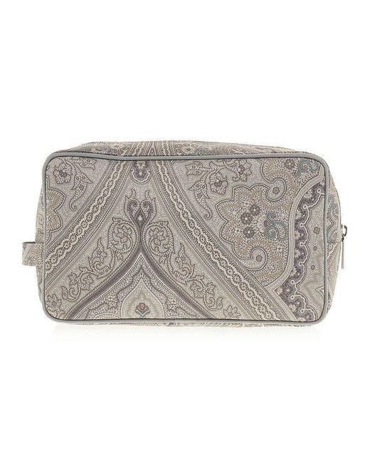 Etro Gray Logo Clutch