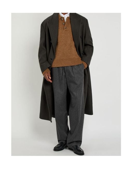 AMI Black Double-Breasted Wool Coat for men