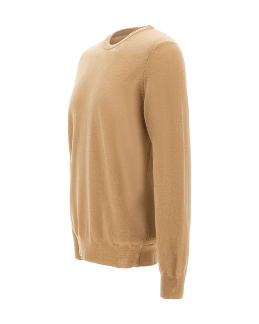 Kangra Cashmere White Kangra Crew Neck Knitted Sweater for men