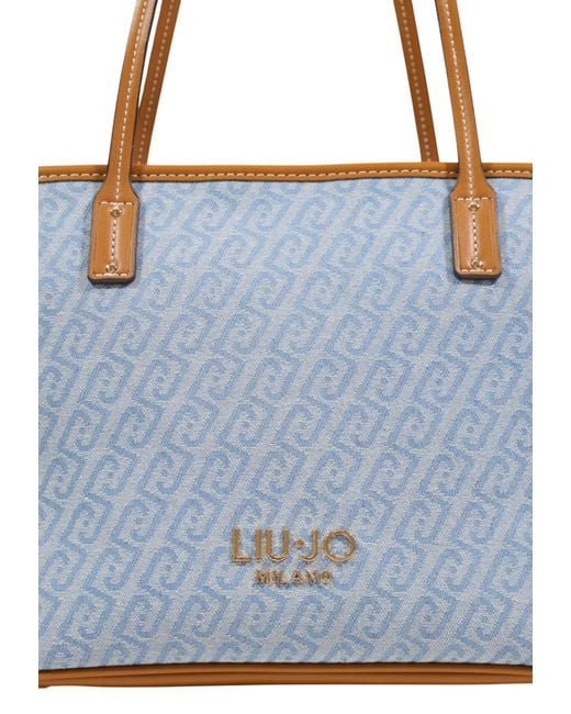 Liu Jo Blue Jacquard Denim Tote Bag