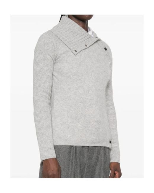 Sportmax Gray Long-Sleeve Knit Top