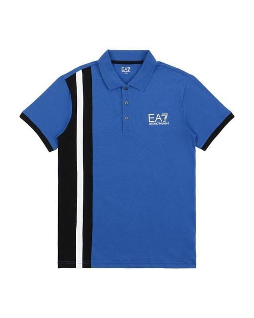 EA7 Blue Printed Polo Shirt for men