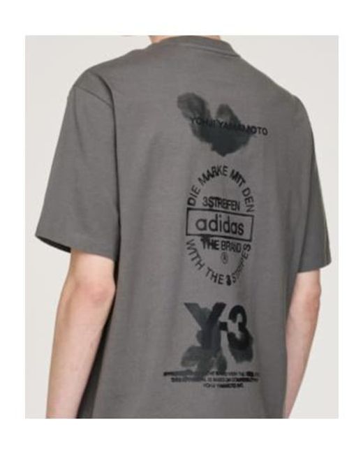 Y-3 Gray Graphic Printed Short Sleeved T-Shirt for men