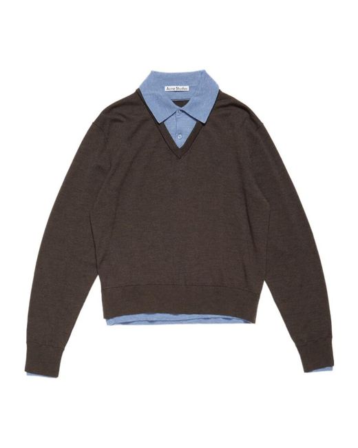 Acne Gray Layered Knit Jumper