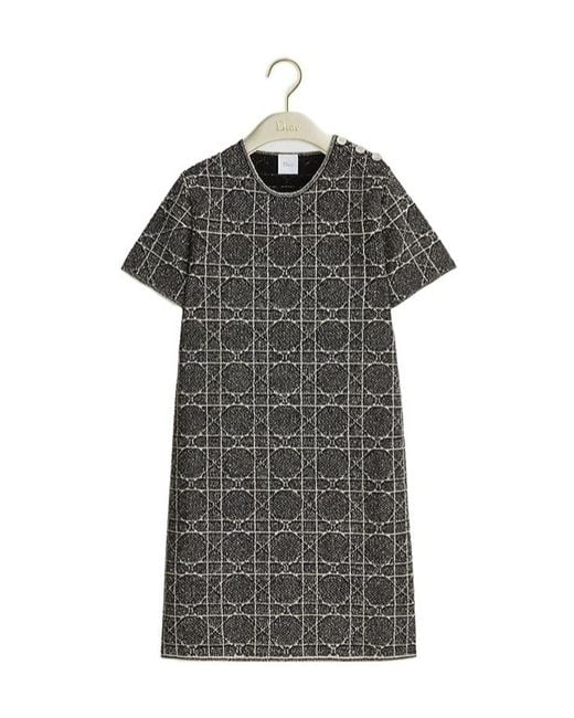 Dior Black Geometric Jacquard Dress