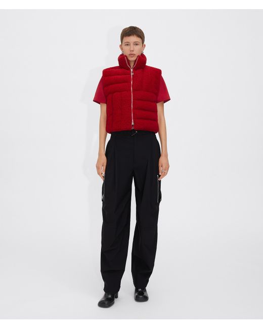 Bottega Veneta Red Quilted Zip-Up Sleeveless Jacket