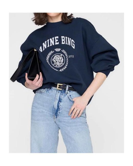 Anine Bing Blue Miles Collegiate Logo Sweatshirt
