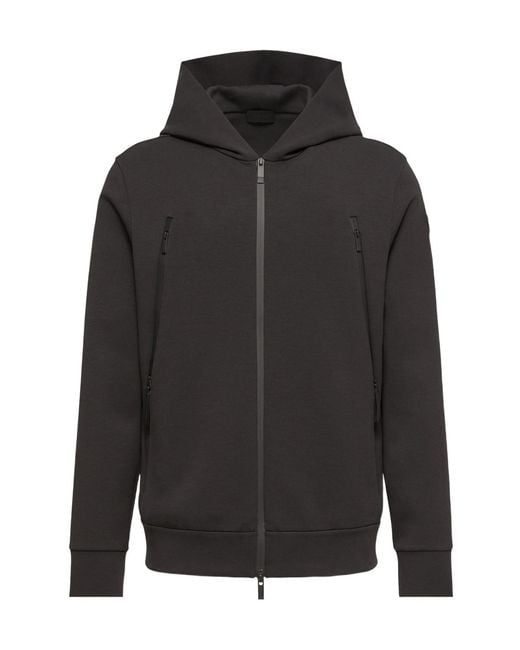 Moncler Black Cotton Blend Zip-Up Hoodie for men