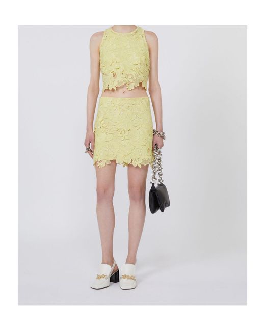 Sportmax Yellow Floral Lace Skirt