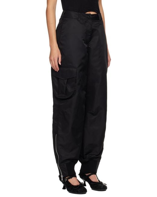 Simone Rocha Black Multi-Pocket Ankle Zipper Casual Pants