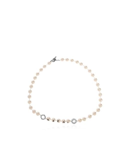 Marni White Embellished Necklace