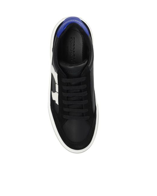 Ferragamo Black Cassina Gancini Outline Low-Top Sneakers for men