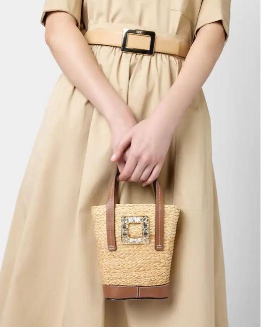 Roger Vivier Metallic Viv' Skate Mini Bucket Bag