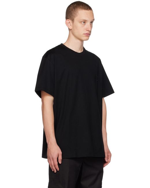 Wooyoungmi Black Logo-Embroidered Cotton T-Shirt for men