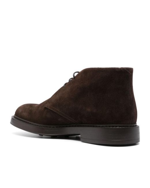 Doucal's Brown Round Toe Lace-Up Boots for men