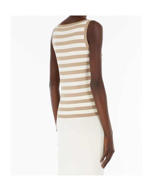 Max Mara Natural Pentola Striped Sleeveless Knitted Top