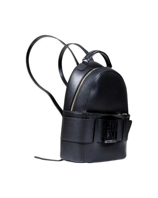 ARMANI EXCHANGE Black Logo-Plaque Backpack