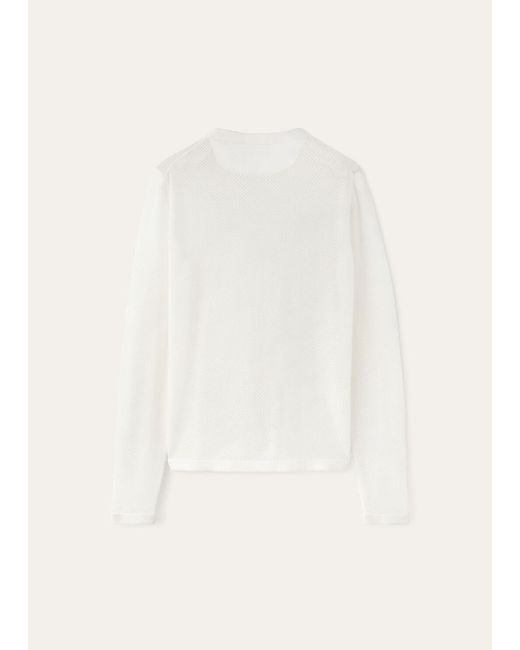 Loro Piana Natural Round Collar Long Sleeve Sweater