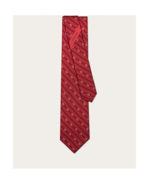 Ferragamo Red Printed Tie for men