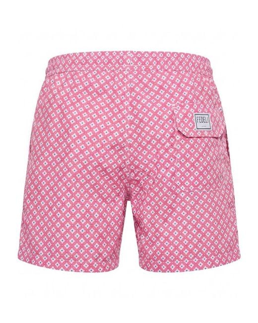 Fedeli Pink Drawstring Swim Shorts for men