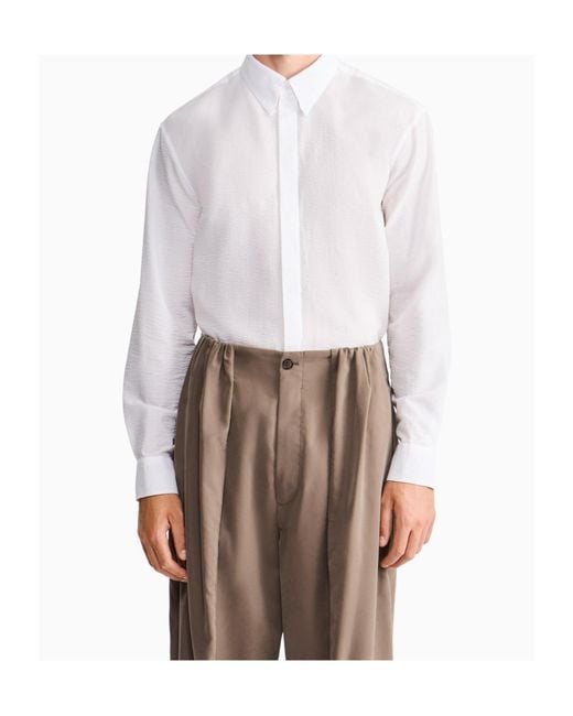 Giorgio Armani White Textured Bib-Front Shirt for men