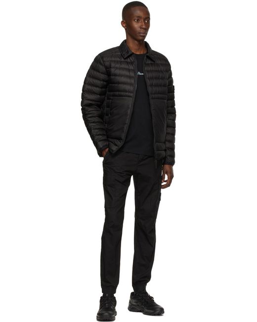 Stone Island Black Logo Patch Technical Cargo Pants for men