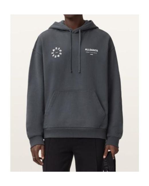 AllSaints Gray Kindred Graphic Hoodie for men