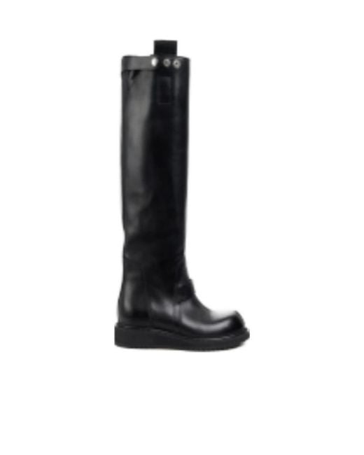 Rick Owens Black Round-Headed Boots