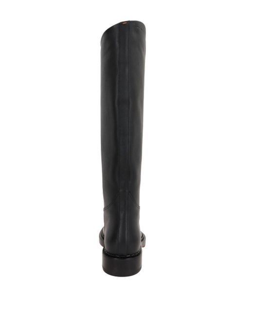 Santoni Black Round Toe Boots