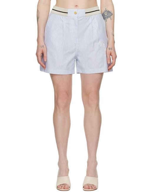Palm Angels White Stiped Pleated Boxed Shorts