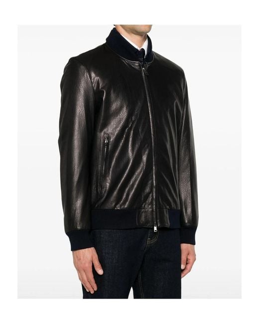 Brioni Black Bomber Jackets for men