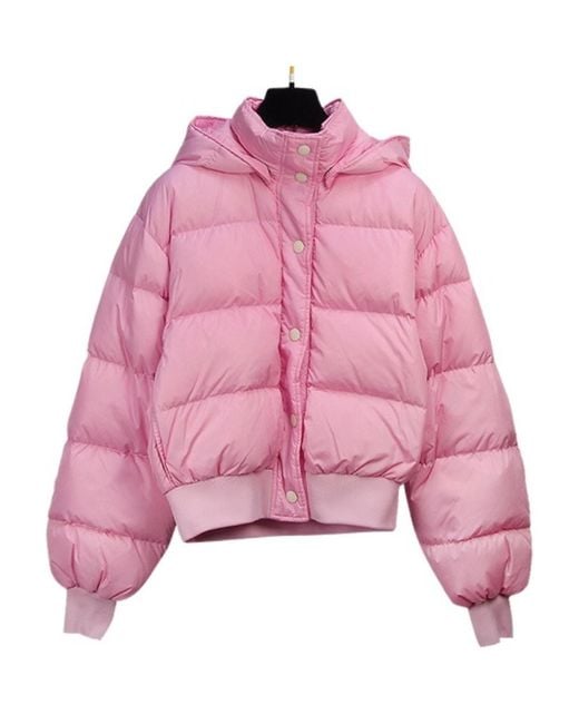 MSGM Pink Hooded Down Jacket