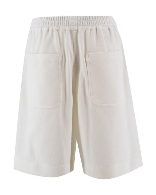 Brunello Cucinelli White Elastic Waistband Shorts