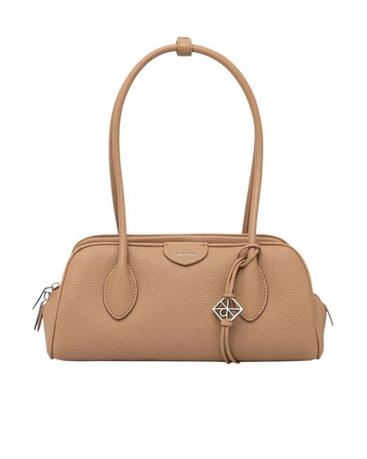 Calvin Klein Natural Emblem Logo Pebble Shoulder Bag