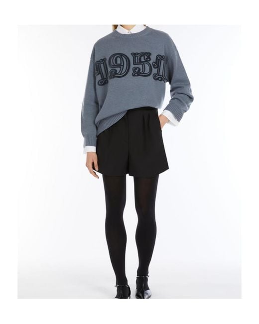 Max Mara Blue Fido Crewneck Long-Sleeved Jumper