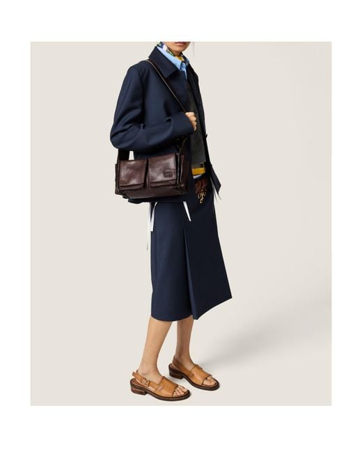 Miu Miu Brown Flap-Pockets Zipped Shoulder Bag
