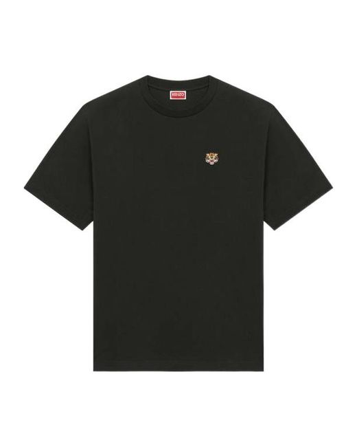 KENZO Black Lucky Tiger Embroidered Crewneck T-Shirt for men